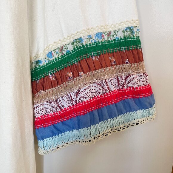 Vintage Patchwork Maxi Dress Boho Folk Caftan Sz 9 S Small - Picture 4 of 8